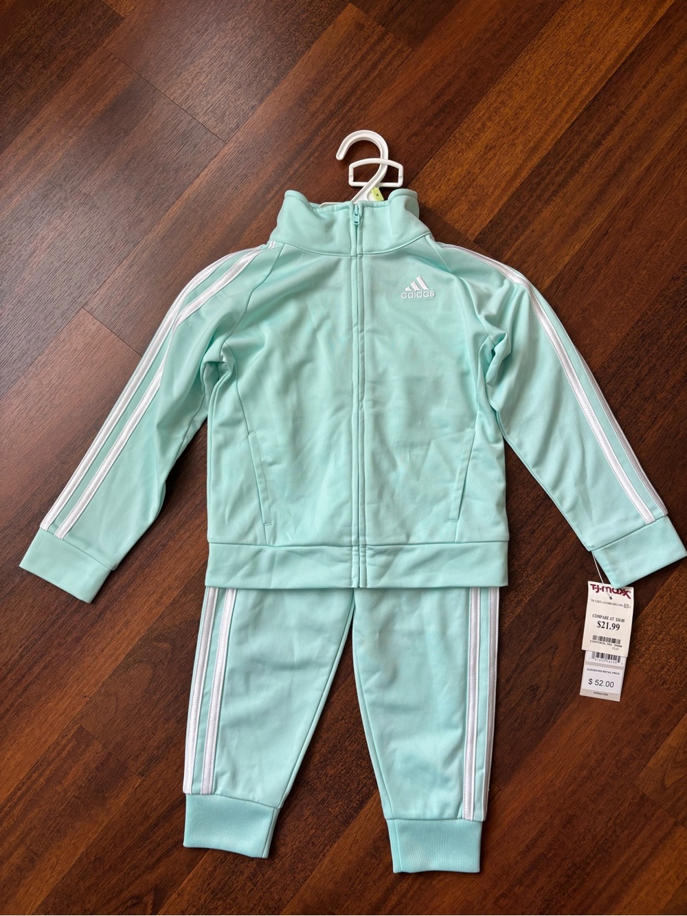 Adidas Girls Tracksuit - Lt Aqua- Size 4 NWT